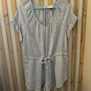 Blue and white striped romper